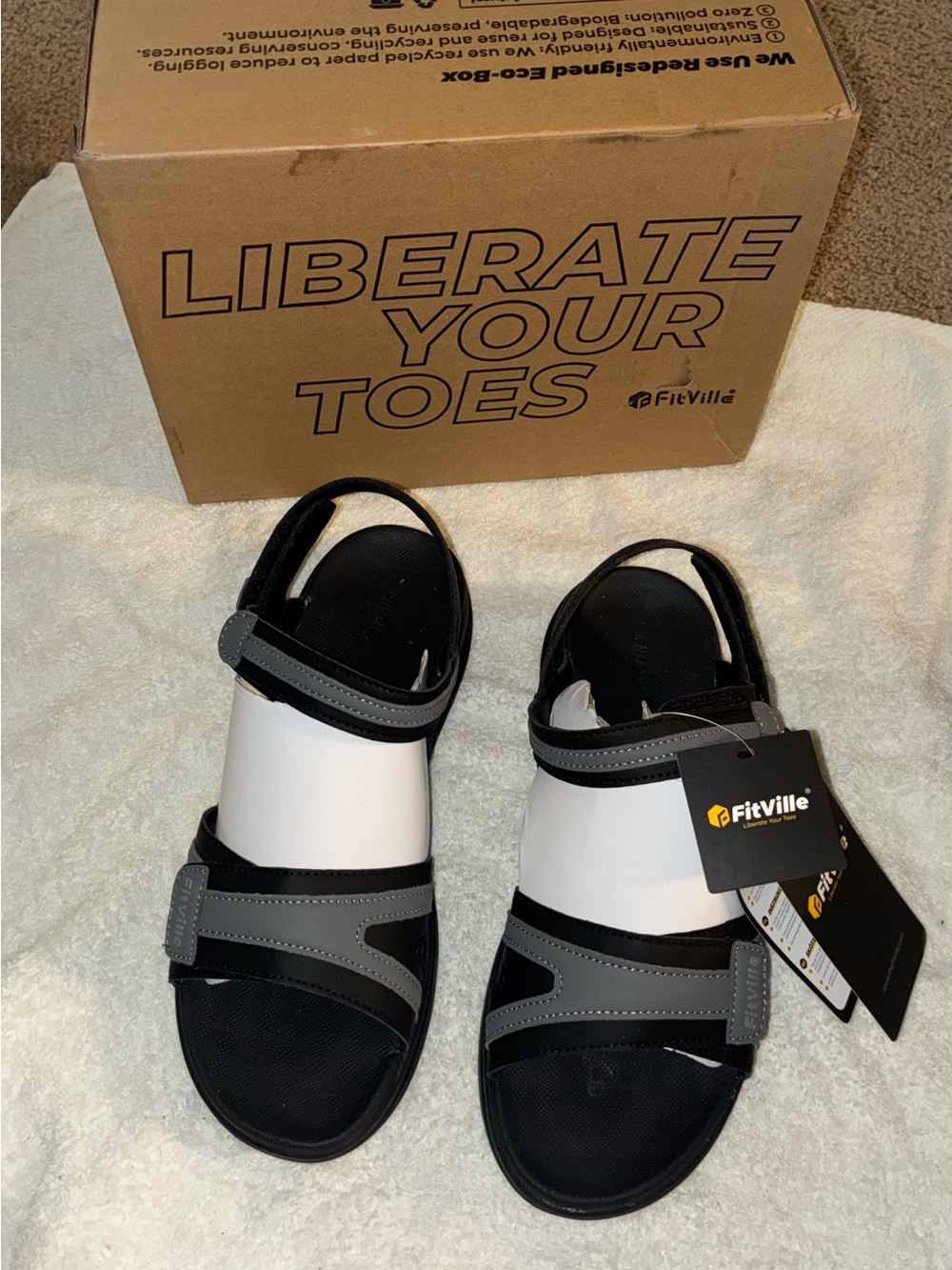FitVille Women’s Black and Gray Sport Sandals